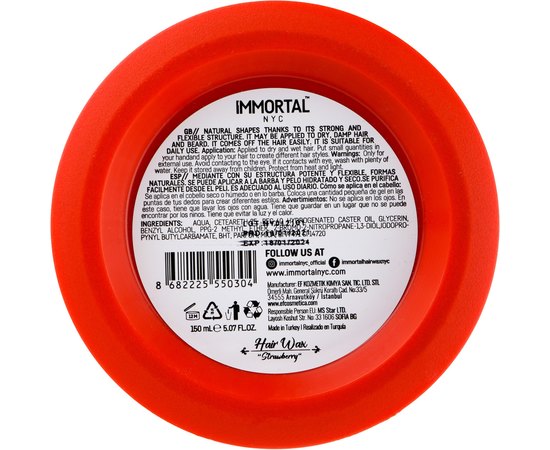 Воск для волос Immortal Strawberry Hair Wax, 150 ml, изображение 2