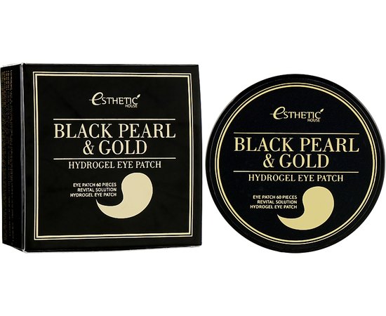Гидрогелевые патчи для век с экстрактом чёрного жемчуга и золота Esthetic House Black Pearl & Gold Hydrogel Eye Patch, 60 шт, изображение 2
