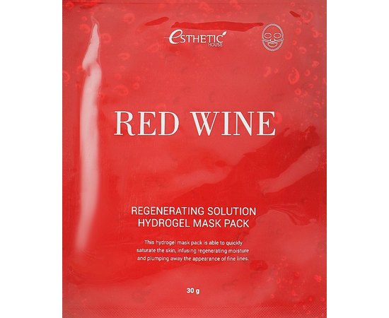 Esthetic House Red Wine Regenerating Solution Hydrogel Mask Pack Антиоксидантна маска для омолодження і пружності шкіри обличчя з екстрактом червоного вина, 30 г, фото 