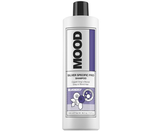Шампунь с фиолетовыми пигментами которые нейтрализуют желтые тона Mood Silver Specific Shampoo Pro, изображение 3