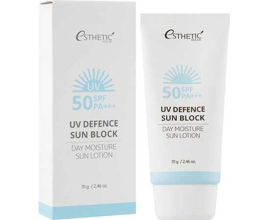 Солнцезащитный лосьон SPF50+/PA+ Esthetic House UV Defence Sun Block Day Moisture Sun Lotion, 70 ml, изображение 2