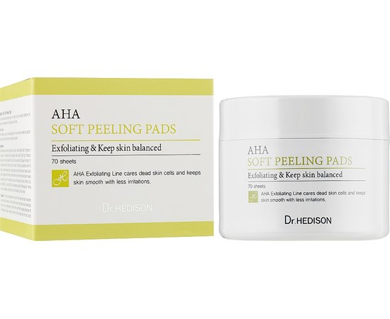 Ватные диски с AHA-кислотами Dr.Hedison AHA Soft Peeling Pads, 70 шт, изображение 2