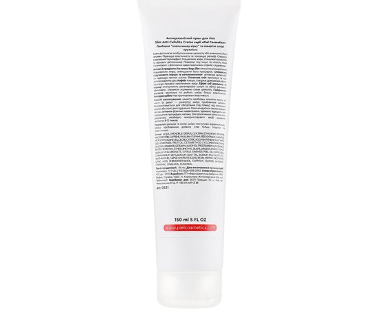 Антицеллюлитный крем для тела Piel Cosmetics Slim Anti-Cellulite Cream, 150 ml, изображение 2
