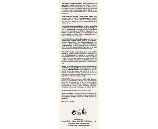 Легкое аргановое масло с блеском Framesi Morphosis Sublimis Shine Light Oil, 125 ml, изображение 3