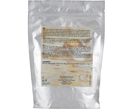 Скраб для тела на основе золотистого янтаря Kleraderm Incantesimo D'Ambra Golden Amber Exfoliator, 500 g, изображение 2