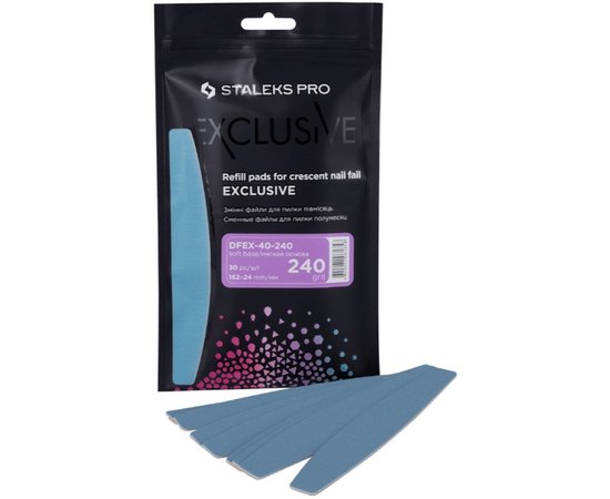 Набор сменных файлов на мягкой основе  для пилки полумесяц Staleks Pro Exclusive 40, 30шт, изображение 4