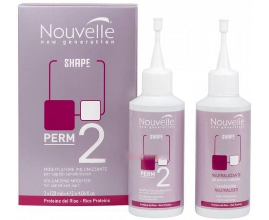 Nouvelle Volumizing modifier + Neutralizer Kit 2 Лосьон для завивки фарбованого волосся + нейтралізатор, набір 120 мл + 120 мл, фото 