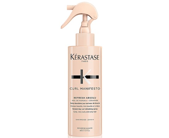 Освежающий несмываемый спрей-вуаль для завитков кудрявых волос Kerastase Curl Manifesto Refresh Absolu, 190 ml