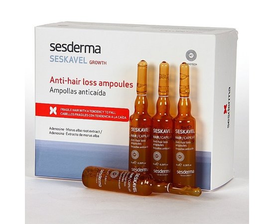 Ампулы против выпадения волос Sesderma Seskavel Anti-Hair Loss ampoules, 12x8 ml, изображение 3