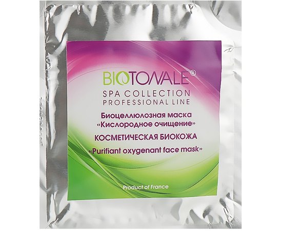 Біоцелюлозна нанофайбер-маска Кисневе очищення (біокожу) Biotonale Purifiant Oxygenant Face Mask, 1 шт, фото 