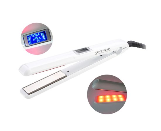 Инфракрасный ультразвуковой утюжок для восстановления и лечения волос белый, изображение 2