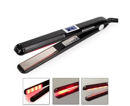Инфракрасный ультразвуковой утюжок для восстановления и лечения волос черный, изображение 2