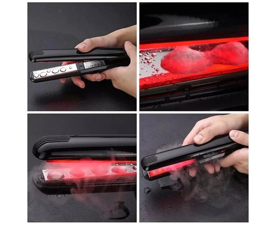 Инфракрасный ультразвуковой утюжок для восстановления и лечения волос черный, изображение 3