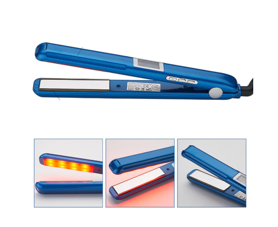 Инфракрасный ультразвуковой утюжок для восстановления и лечения волос синий, изображение 2