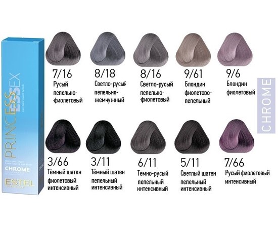 Крем-краска для волос Estel Professional Chrome Essex Princess, 60 ml, изображение 4