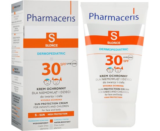 Крем солнцезащитный для лица и тела детей и новорожденных Pharmaceris S Sun Protection Cream For Babies and Children SPF 30+, 125ml, изображение 2
