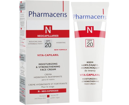 Крем увлажняющий с укрепляющим эффектом для лица Pharmaceris N Vita Capilaril Moisturizing-Strengthening Face Cream SPF20, 50ml, изображение 2