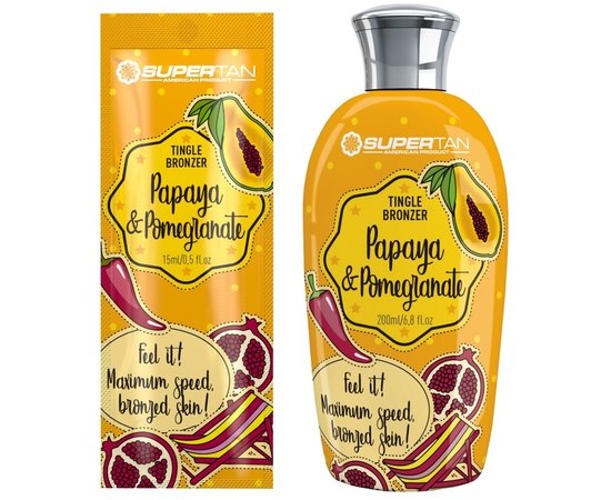Лосьон с бронзаторами 3х+ тингл эффект SuperTan Papaya & Pomegranate, изображение 3