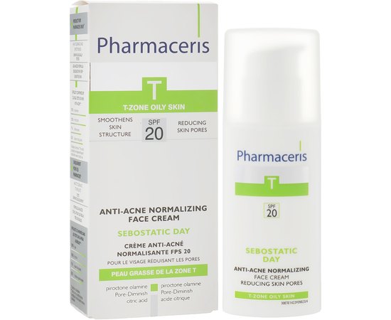 Нормализующий матирующий крем Pharmaceris T Sebostatic Normalizing Matifying Anti-Acne Cream SPF20, 50ml, изображение 2