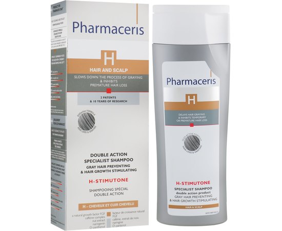 Шампунь сповільнює процес появи сивини Pharmaceris H-Stimupeel Specialist Shampoo Gray Hair Preventing & Hair Growth Stimulating, 250ml, фото _ab__is.image_number.default