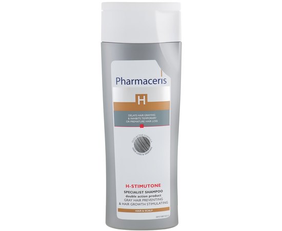 Шампунь сповільнює процес появи сивини Pharmaceris H-Stimupeel Specialist Shampoo Gray Hair Preventing & Hair Growth Stimulating, 250ml, фото 