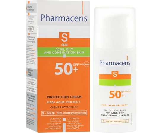 Солнцезащитный крем для кожи с акне Pharmaceris S Medi Acne Protect Cream SPF50, 50ml, изображение 2