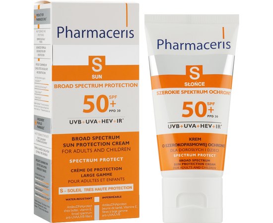 Солнцезащитный крем широкого действия для детей Pharmaceris S Broad Spectrum Sun Protect Cream SPF50, 50ml, изображение 2