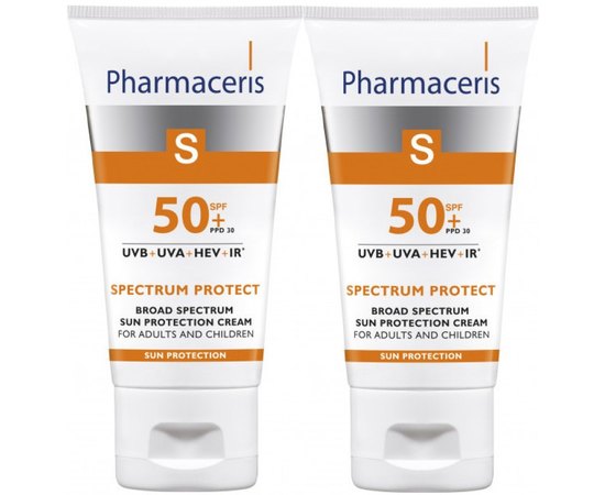 Солнцезащитный крем широкого спектра действия 1+1 Pharmaceris S Broad Spectrum Sun Protection Cream SPF50, 50+50ml, изображение 2