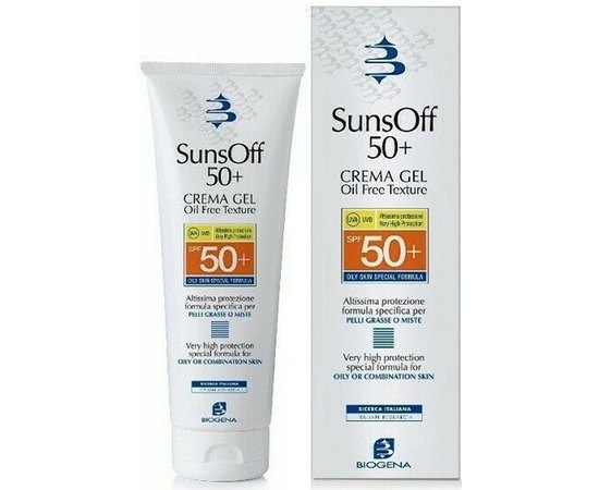 Сонцезахисний матуючий гель-крем для нормальної та жирної шкіри Biogena Sunsoff 50+ Crema Gel, 90 ml, фото 