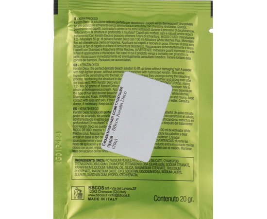 Безаммиачная осветляющая пудра с кератином BBcos Keratin Deco, изображение 3