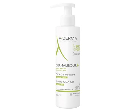 Гель антибактериальный для очищения раздраженной кожи лица и тела A-Derma Dermalibour + CICA- Foaming Gel, 200 ml