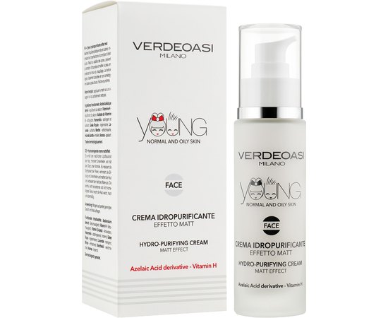 Крем очищающий и увлажняющий с матовым эффектом Verdeoasi Young Hydro-Purifying Cream Matt Effect, 50ml, изображение 2