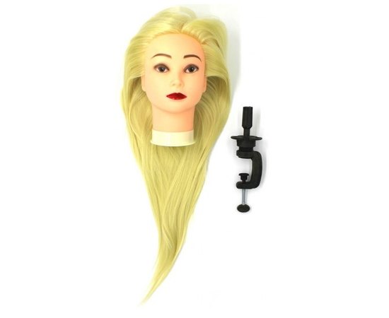 Голова навчальна перукарська з штучним волоссям блонд 50-55 см + штатив SPL 518 / C-613, фото 