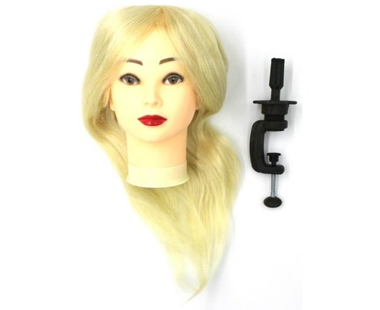 Голова навчальна перукарська з натуральним волоссям блонд 50-55 см + штатив SPL 518 / A-613, фото 