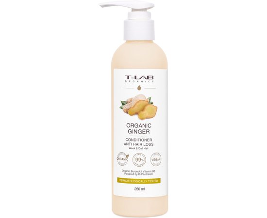 Кондиціонер для ослабленого та тьмяного волосся T-LAB Professional Organic Ginger Anti-Hair Loss Conditioner, 250 мл, фото 