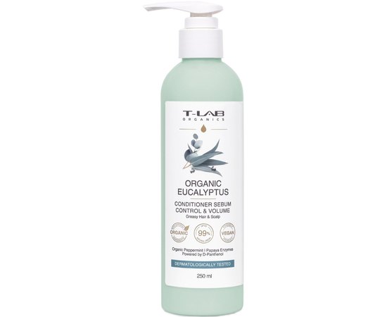 Кондиціонер для жирного волосся T-LAB Professional Organic Eucalyptus Sebum Control & Volume Conditioner, 250 мл, фото 
