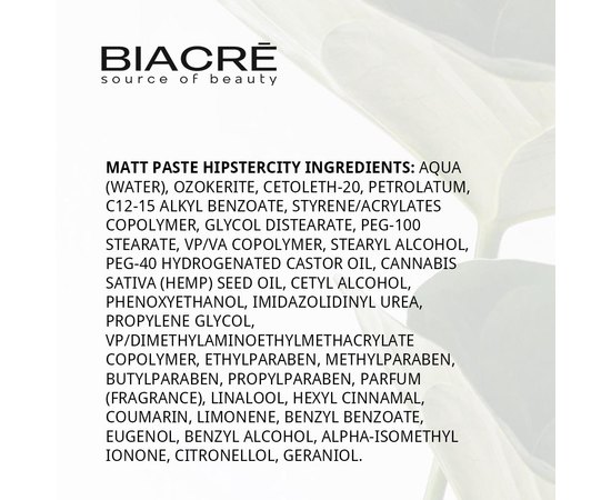 ​Матовая паста Хипстерити Biacre Hypstercity Man Hemp Matt Paste, 100 ml, изображение 2