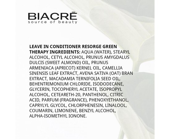 Несмываемый кондиционер Афтер Колор для всех типов волос Biacre Resorge Green Therapy Leave In Conditioner, 250 ml, изображение 2