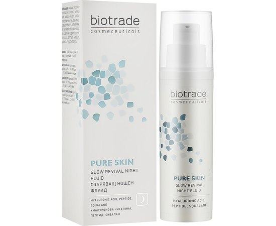Ночной флюид с гиалуроновой кислотой и пептидами Biotrade Pure Skin Glow Revival Night Fluid, 50 ml, изображение 2