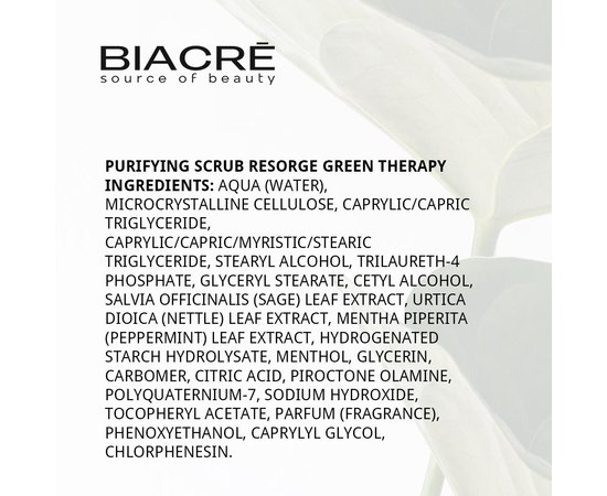 Очищающий скраб Пурифинг для кожи головы для всех типов волос и от перхоти Biacre Resorge Green Therapy​ Purifying Scrub, 200 ml, изображение 3