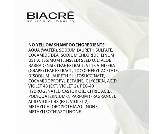 Шампунь для блондинок Стоп жовтизна Biacre No Yellow Shampoo, 250ml, фото _ab__is.image_number.default