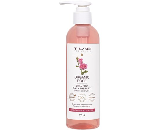 Шампунь для догляду T-LAB Professional Organic Rose Daily Theraphy Shampoo, 250 мл, фото 