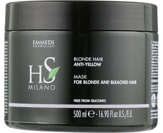 Маска для восстановления осветленных волос HS Milano Emmedi Capelli Biondi E Decolorati Blonde Hair Anti-Yellow Mask, 500 ml