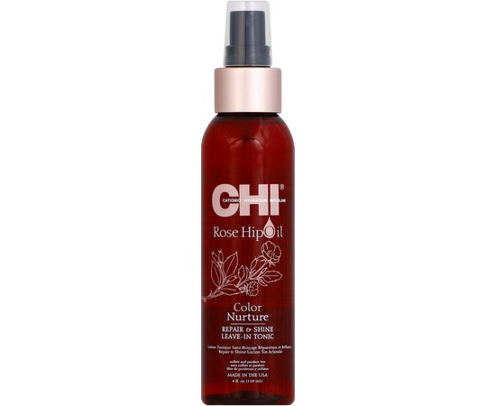 Несмываемый спрей-тоник с маслом розы и кератином CHI Rose Hip Oil Color Nurture Repair & Shine Leave-in Tonic, изображение 3