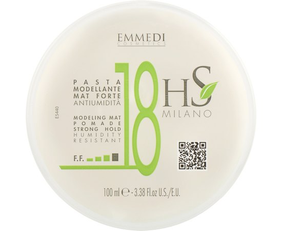 Паста матова моделювальна HS Milano Emmedi Pasta Mat Forte Modeling Mat Pomade Strong Hold 18, 100 ml, фото 