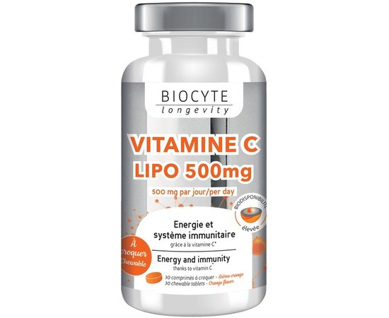 Ліпосомальний вітамін С у жувальних капсулах Biocyte Vitamine C Lipo 500mg, 30caps, фото 