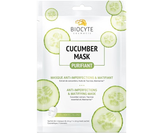 Маска для обличчя Огіркова Biocyte Cucumber Mask, 20ml, фото 