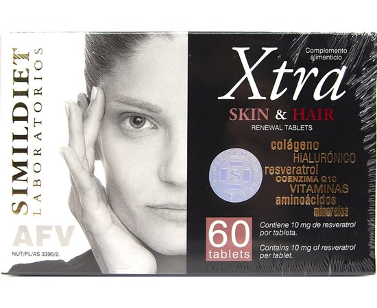Нутрицевтик для шкіри та волосся Simildiet Xtra Skin & Hair, 60 tablets, фото 