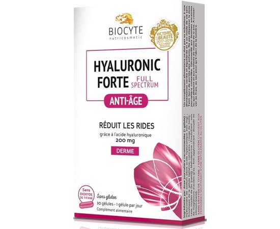 Харчова добавка Гіалуронова кислота Biocyte Hyaluronic Forte Full Spectrum, 30 caps, фото 