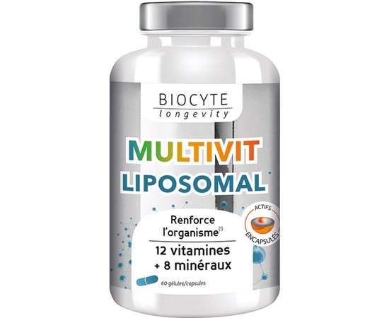 Харчова добавка на основі 12 вітамінів Biocyte Multivit Liposomal, 60gel caps, фото 